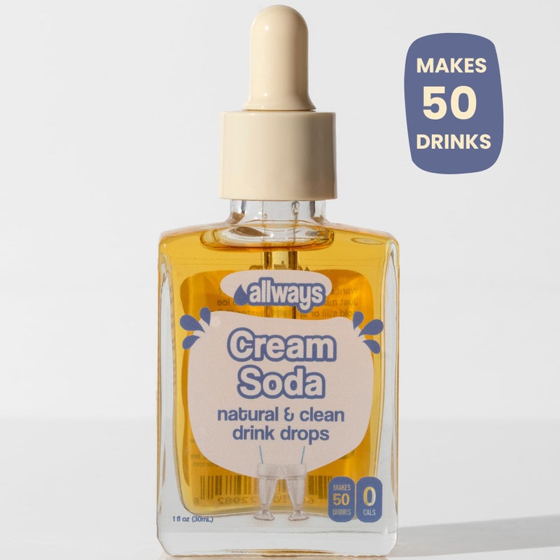 Allways Drops Natural Cream Soda Water Enhancer | Sugar-Free, Zero Calories, Monk Fruit Sweetened | Glass Bottle for On-the-Go Hydration | Kids & Adults | 50 Servings | Pack-of-1 - Image 2